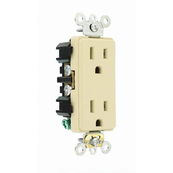 Leviton Decora Plus 15 Amp 125 V Industrial Grade Duplex Outlet/Receptacle, Ivory (1-Pack) 16262-I