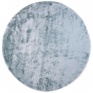 10' Round Blue and Silver Solid Color Area Rug
