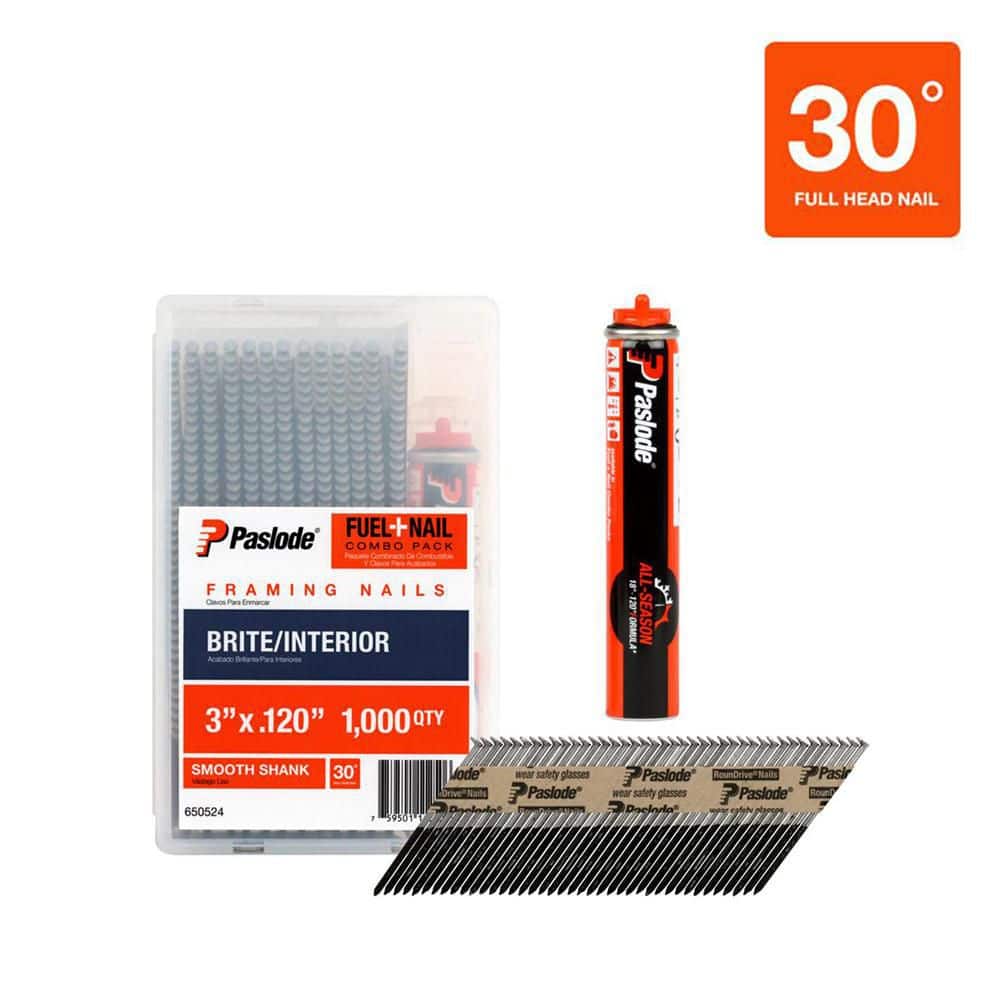 3 in. x 0.120-Gauge Brite Smooth Shank FUEL + NAIL Pack (1,000 Nails + 1 Fuel Cell) price history on PriceWatchPro