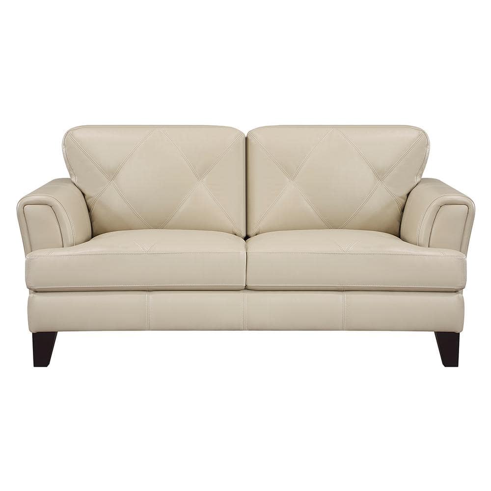 Marie 70.5 in. W Cream Leather Loveseat