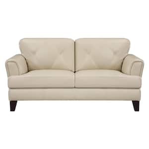 Marie 70.5 in. W Cream Leather Loveseat