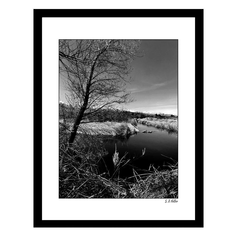 Owens River Black and White Framed Print for Kids