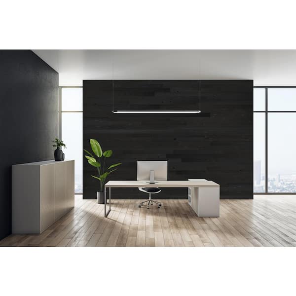 Timberchic 1/8 in. x 4 in. x 12-42 in. Peel and Stick Black Wooden Decorative Wall Paneling (40 sq. ft./Box)