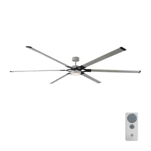 Loft 96 in. Integrated LED Indoor/Outdoor Painted Brushed Steel Ceiling Fan with Aluminum Blades, DC Motor and Remote