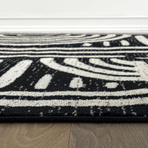 Contemporary Lines Area Rug Black 7 ft. 10 in. x 10 ft. Area Rug