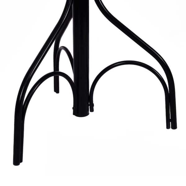 Black 74.4 in. H Modern Freestanding Metal Coat Rack with 2-Tier Hooks, Umbrella Holder and Stable Triangle Base
