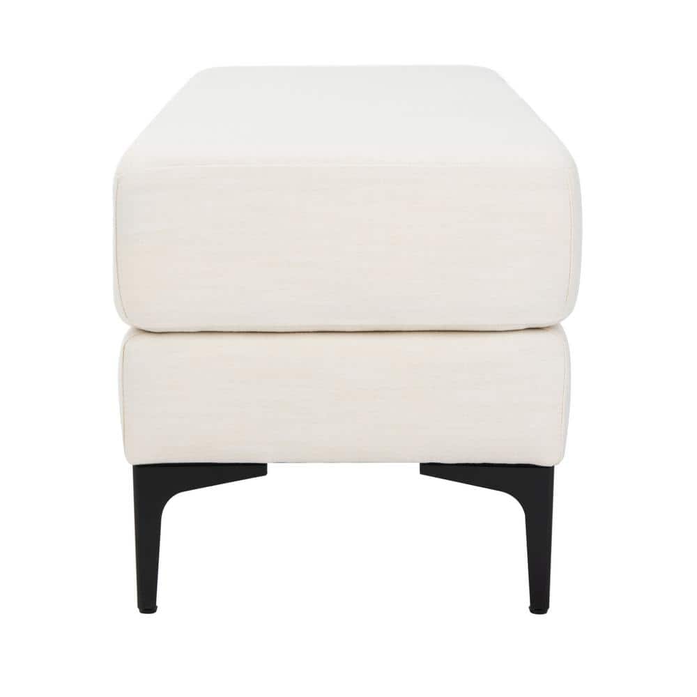 Elise Transitional Cream PU Leather and Black Wood 48" Bench