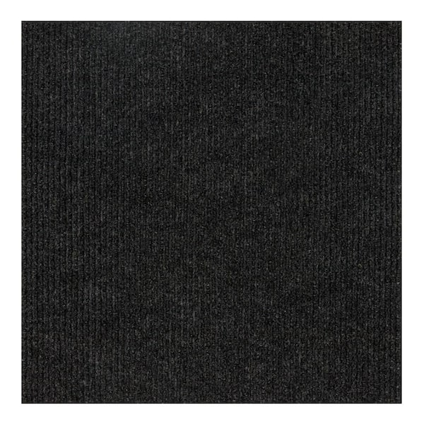 Twin Rib Onyx 6 ft. SD Polyester Coated Indoor/Outdoor Needlepunch Carpet