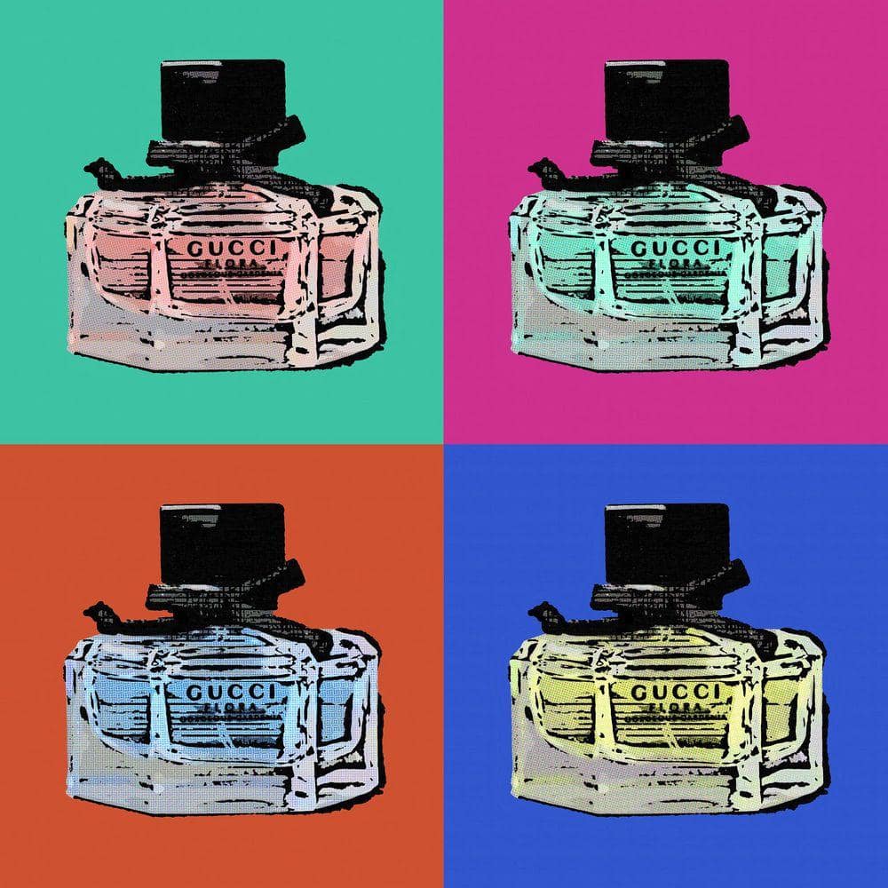 Gucci Bottles Ala Warhol by Grotto Studios 1 Piece Unframed Graphic Print Abstract Poster Art Print 20 in. x 20 in.