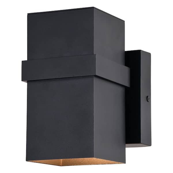 VAXCEL Lavage Aluminum 1-Light Black Cylinder Outdoor Contemporary Dark Sky Wall Lamp