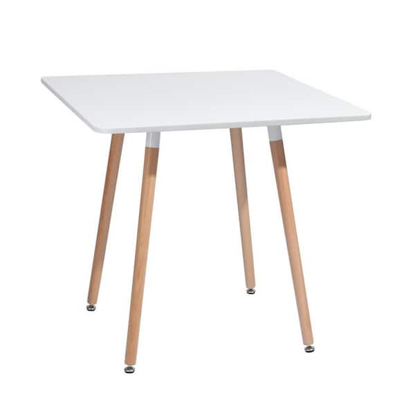 Unbranded 31.5 in. Square White MDF Wood Dining Table with Beech Wooden Leg (Seats-4)