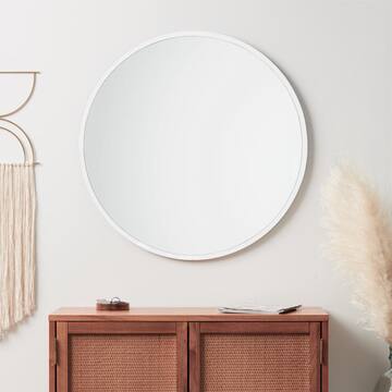 better bevel 18 in. x 18 in. Rubber Framed Round Single Mirror in White 19017