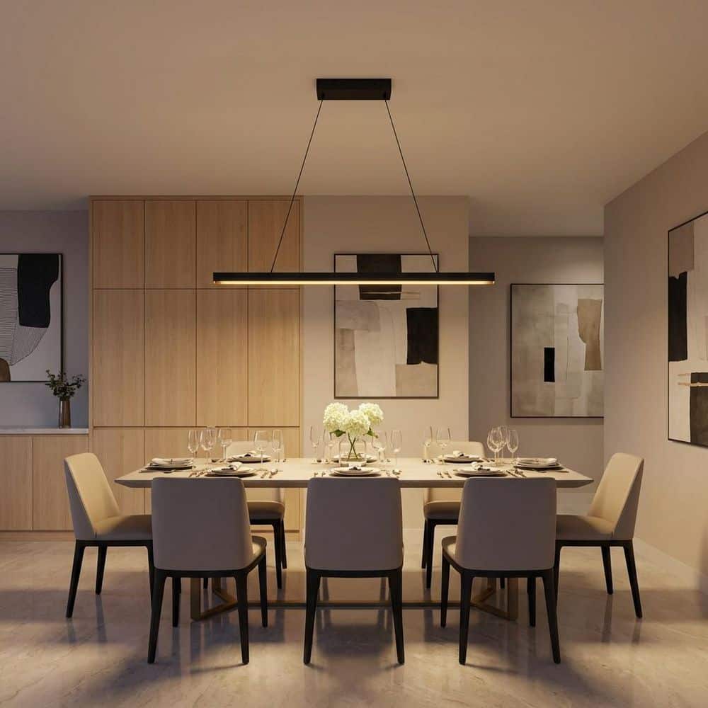 Aro 48 in. W Midnight Black LED Indoor Dimmable Modern Linear Chandelier with Soft Touch Silicone Diffuser price history on PriceWatchPro