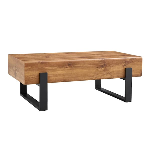 Tatayosi Rustic MDF Coffee Table with Metal Legs, Natural
