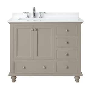 Orillia 42 in. W x 22 in. D x 34 in. H Single Sink Bath Vanity in Greige with White Engineered Stone Top