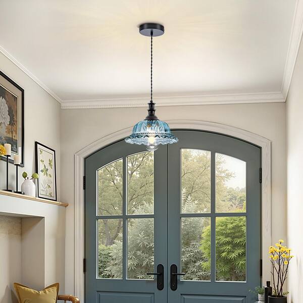 Merbotin RayHome 9.84in. 1-Light Vintage Blue Hanging Pendant