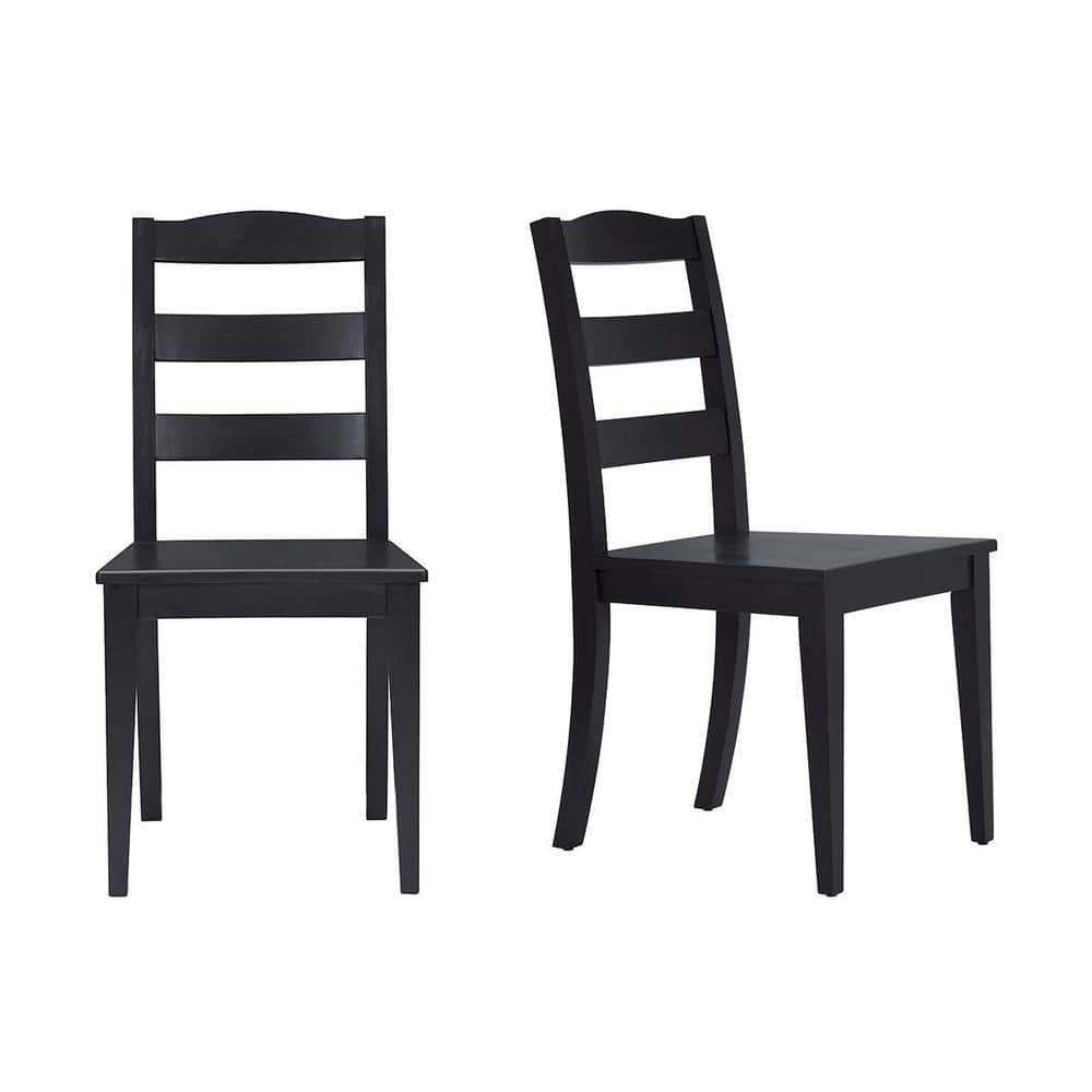 StyleWell Black Wood Dining Chair with Ladder Back (Set of 2) (17.72 in. W x 36.77 in. H)