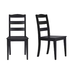 Black Wood Dining Chair with Ladder Back (Set of 2) (17.72 in. W x 36.77 in. H)