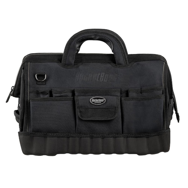 BUCKET BOSS Pro Gatemouth 18 in. All Terrain Bottom Tool Bag with 17 Pockets