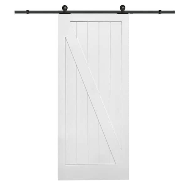 MMI DOOR 36 in. x 84 in. Primed Z-Plank MDF Sliding Barn Door with Hardware Kit