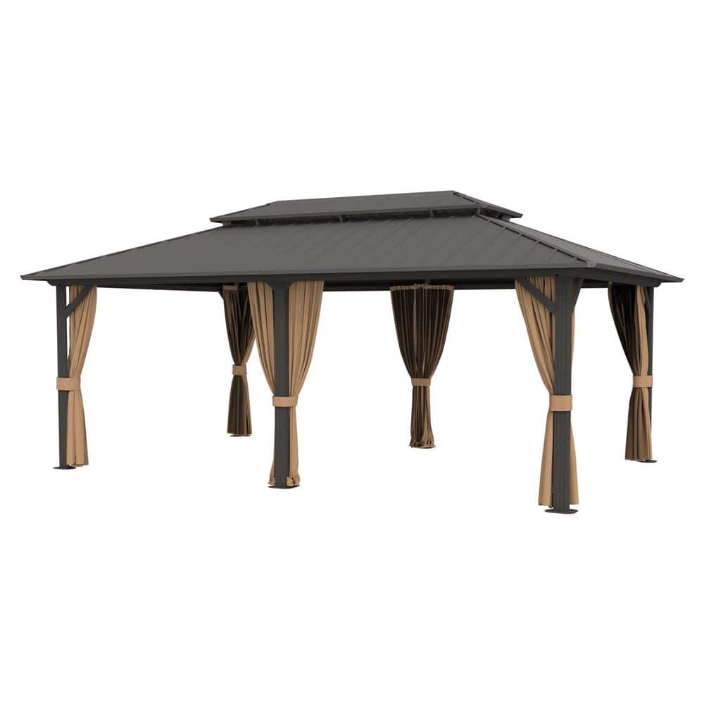 14 ft. x 24 ft. Outdoor Double Roof Hardtop Gazebo with Aluminum Frame, Netting and Waterproof Curtains. price history on PriceWatchPro