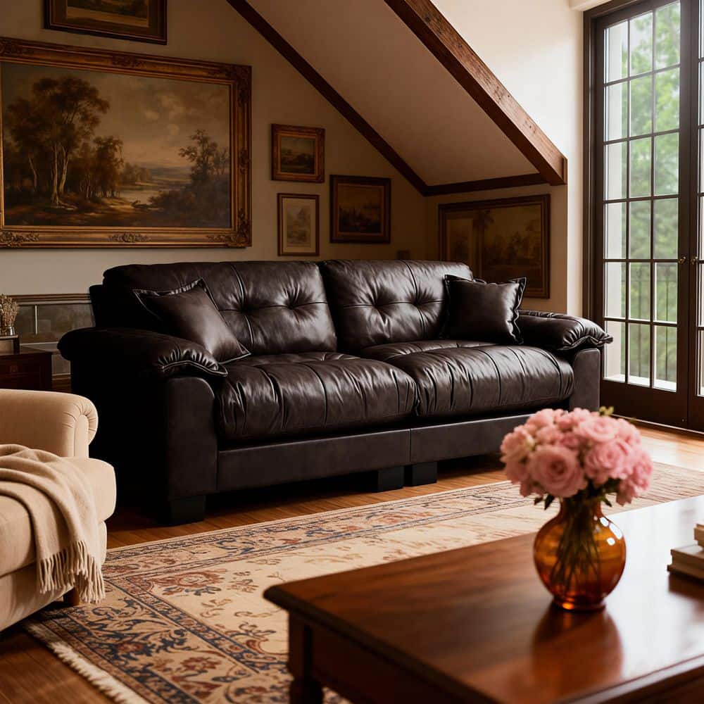 クロコ調 2seaters Sofa Morden Fort 91 in. Ample Cloud Couch PU Faux Leather 2-Seater