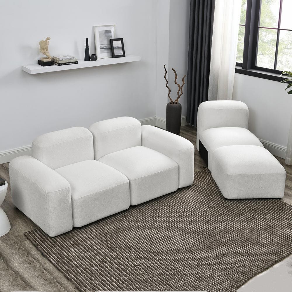 Magic Home 94.5 in. DIY Combination LShape Teddy Velvet Sectional Sofa