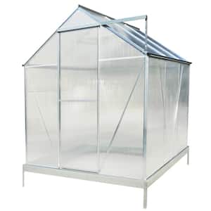 75.2 in. W x 75.2 in. D x 96.8 in. H Polycarbonate Aluminum Walk-in Greenhouse Kit with Gutter, Vent and Door in Silver