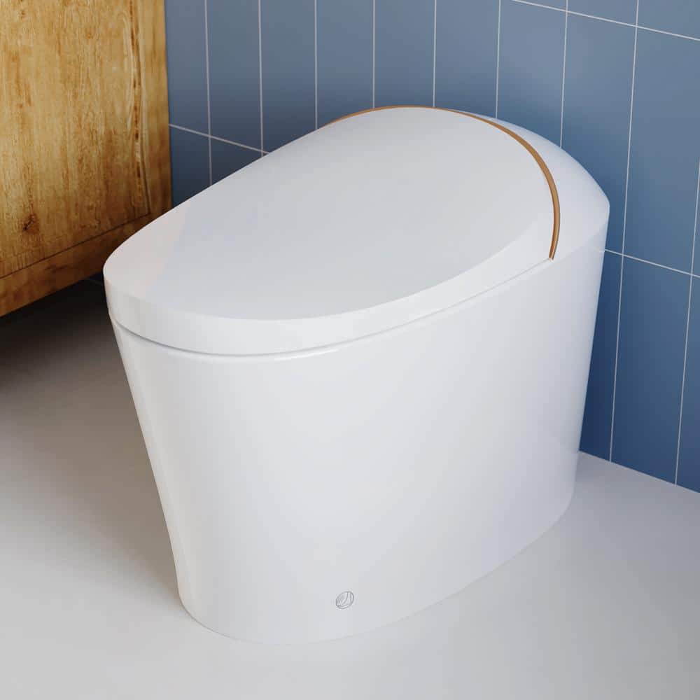 White Tankless Smart Elongated Toilet with Heated Seat