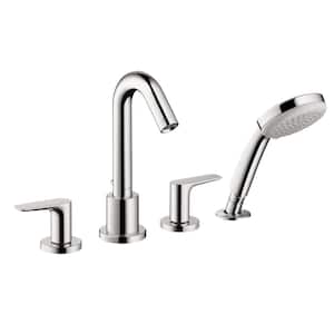 Logis 2-Handle Deck-Mount Roman Tub Faucet with Hand Shower in Chrome