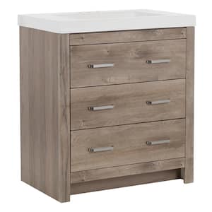 Woodbrook 31 in. W x 19 in. D x 34 in. H Single Sink  Bath Vanity in White Washed Oak with White Cultured Marble Top