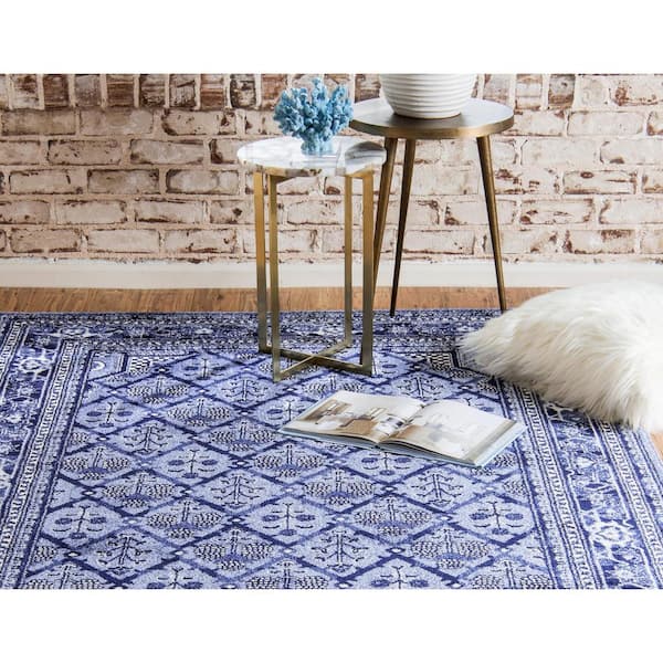 La Jolla Trellis Blue 6' 0 x 6' 0 Round Rug