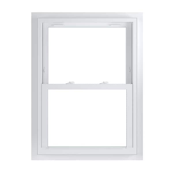29.75 in. x 40.75 in. 70 Series White Double Hung Low-E Argon Glass Vinyl Fin with J Window, Screen Incl