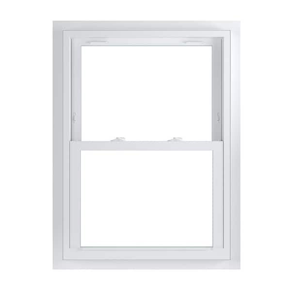 American Craftsman 29.75 in. x 40.75 in. 70 Series Low-E Argon Glass Double Hung White Vinyl Fin with J Window, Screen Incl