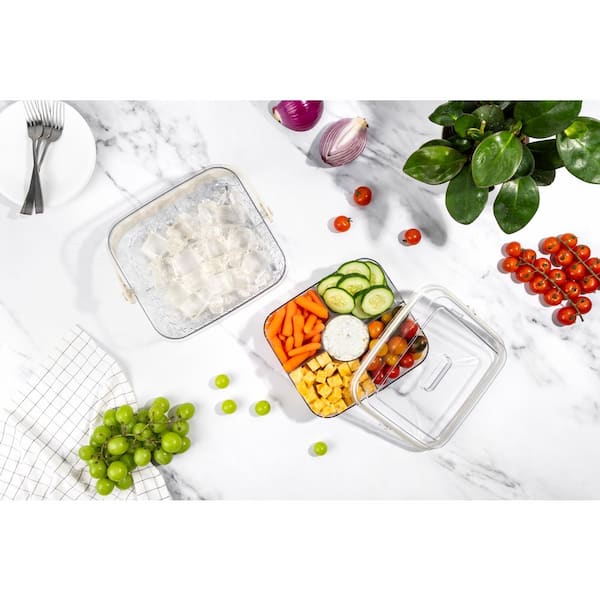White 5 Section Square Ice Snackle with Locking Carry Handle