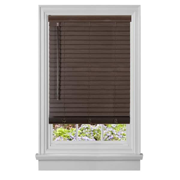 ACHIM GII Madera Falsa Mahogany Cordless Room Darkening Faux Wood Blind with 2 in. Slats 48 in. W x 64 in. L