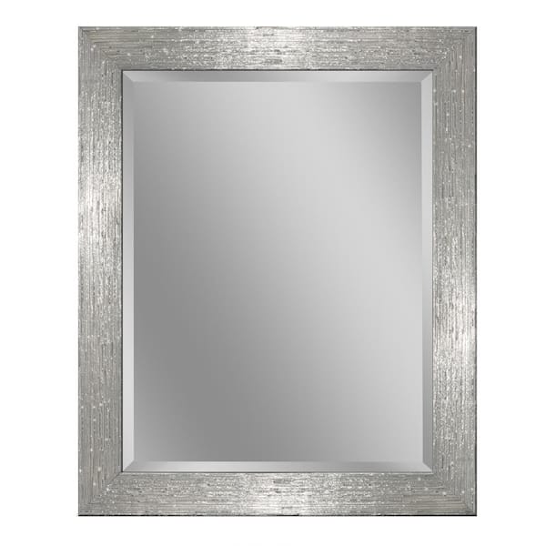 Deco Mirror 27.5 x 33.5 in. H Framed Rectangular Bathroom Vanity Mirror in White and chrome