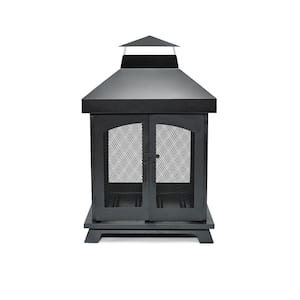 43 in. Black All Steel Wood Burning Fireplace