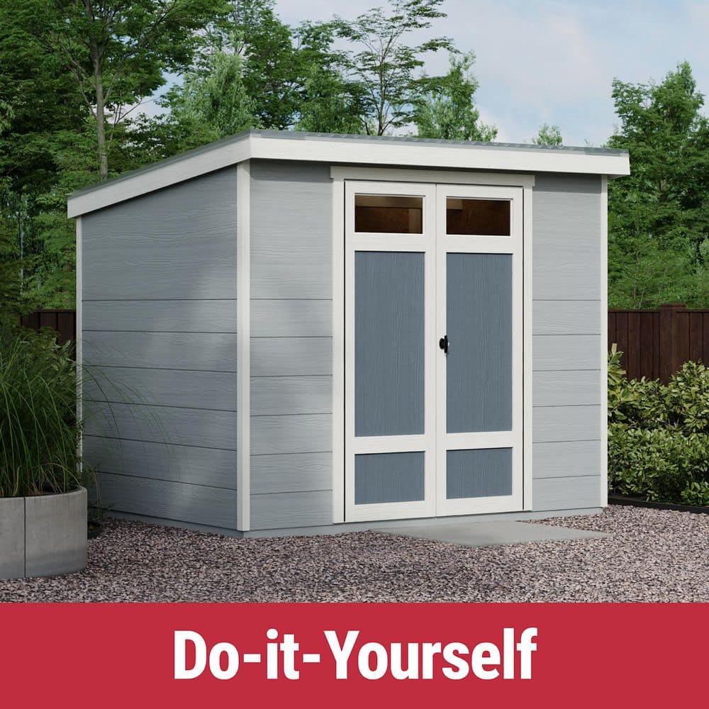 Highland 6' x 8' Beige Wooden Storage Shed with Windows