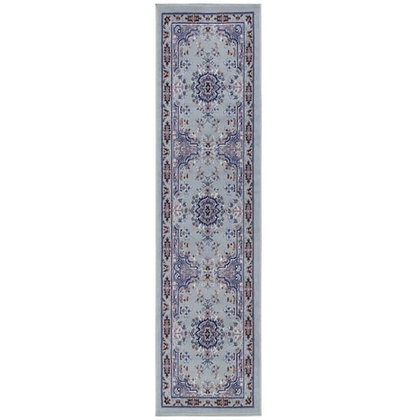 Home Dynamix Premium Sakarya Grey/Blue 2 ft. x 7 ft. Medallion Runner Rug