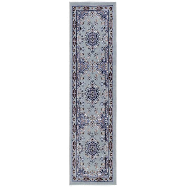 Home Dynamix Premium Sakarya Grey/Blue 2 ft. x 7 ft. Medallion Runner Rug