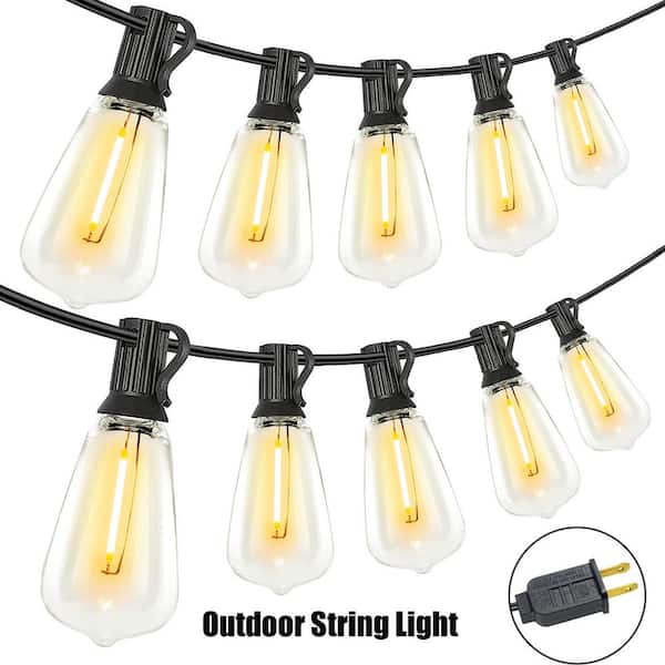 25-Light 50 ft. Indoor/Outdoor Plug-In Integrated LED Fairy String Light, ST38 LED Bulbs,2700K Lighting for Patio Garden