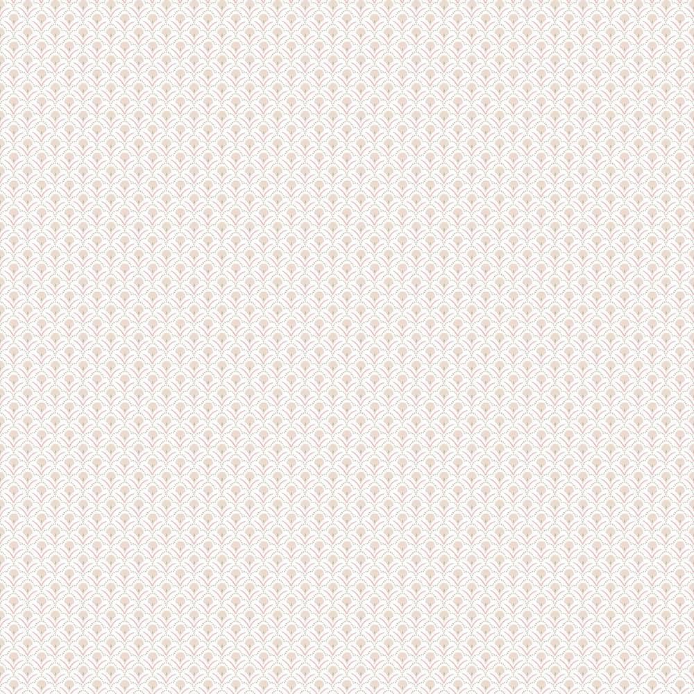 Secret Garden Taupe and Pink Geometric Scallop Non-Woven Paper Non-Pasted W