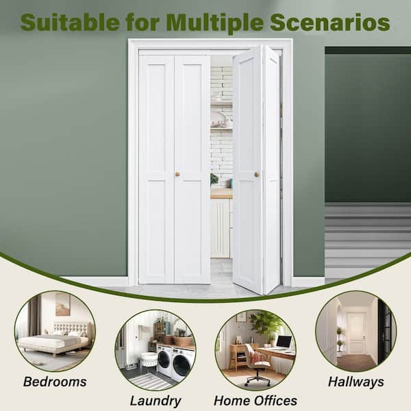 ARK DESIGN 64 in. x 80 in. DIY Design 2-Panel Solid Core White