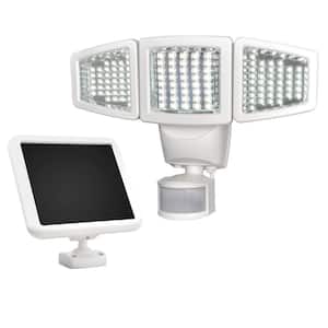 Solar 180 Degree White Motion Activated Outdoor 120 LED Triple Head Integrated LED Area Light