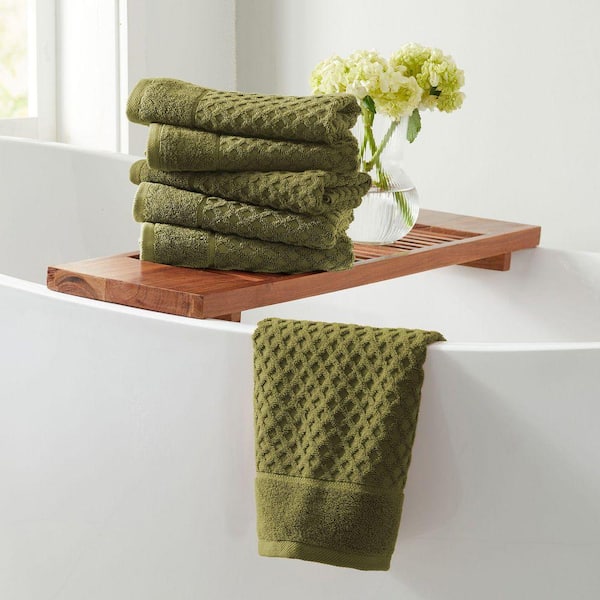 Olive Ultra-Soft 100% Cotton Diamond Waffle 6-Pack Hand Towels