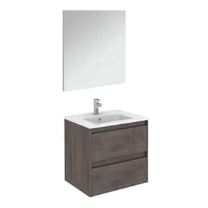 Ambra 23.9 in. W x 18.1 in. D x 22.3 in. H Complete Bathroom Vanity Unit in Samara Ash with Mirror