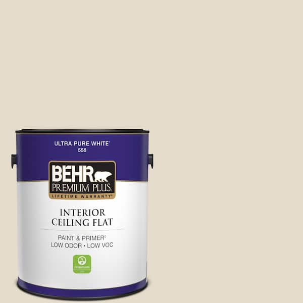 BEHR PREMIUM PLUS 1 gal. #PWL-90 Abstract White Ceiling Flat Interior Paint
