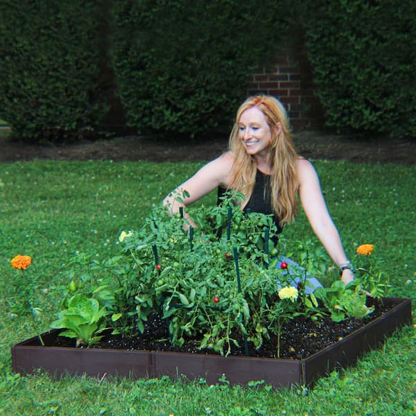 Bloomers Series 3.8 ft. x 3.8 ft. Brown Resin Raised Garden Bed