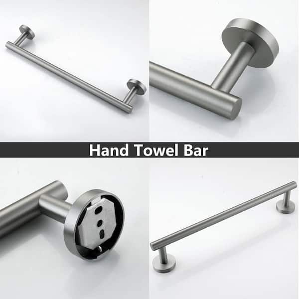 ATKING 5-Piece Bath Hardware Set with Towel Bar Towel Hook Toilet Paper  Holder and Towel Ring Set in Brushed Nickel A5BK-525 - The Home Depot